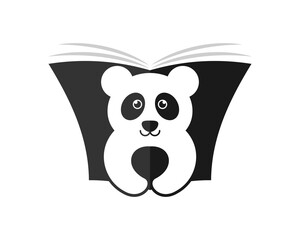 Opened book with cute panda inside