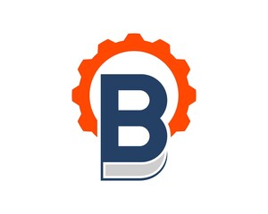 Book with B letter initial and mechanical gear