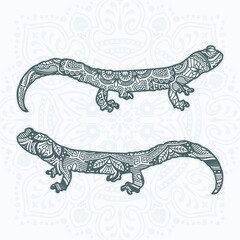 Reptile Mandala. Vintage decorative elements. Oriental pattern, vector illustration.