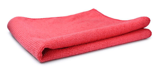 Clean red microfiber cloth isolated on white