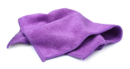 Clean purple microfiber cloth isolated on white