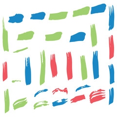 Red Watercolor Japanese. Green Brushstroke Acrylic. Blue Brushes Japanese. Ink Handwritten. Paintbrush Japanese. Paint Square. Art Distress. Set Design. Grungy Splatter.