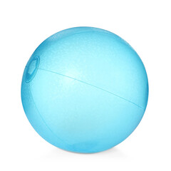 Inflatable light blue beach ball isolated on white