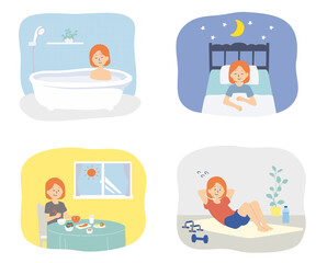 健康的な生活をしている女性のイラスト