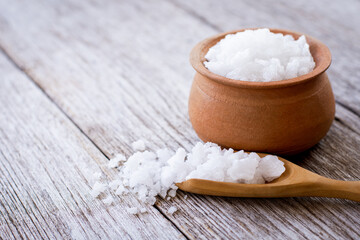 salt in wooden spoon