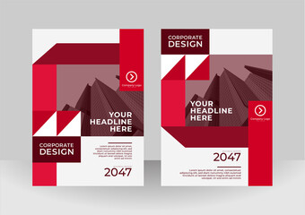 Corporate Book Cover Design Red Template in A4. Can be adapt to Brochure, Annual Report, Magazine,Poster, Business Presentation, Portfolio, Flyer, Banner, Website