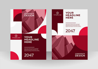 Corporate Book Cover Design Red Template in A4. Can be adapt to Brochure, Annual Report, Magazine,Poster, Business Presentation, Portfolio, Flyer, Banner, Website