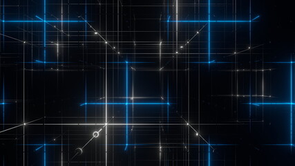 グリッド 面心立方格子構造 立体 ワイヤーフレーム 青 [別Verあり]