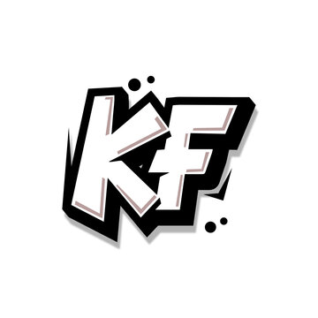 Simple Initial Logo Lettering Cartoon Grafity Black and White KF
