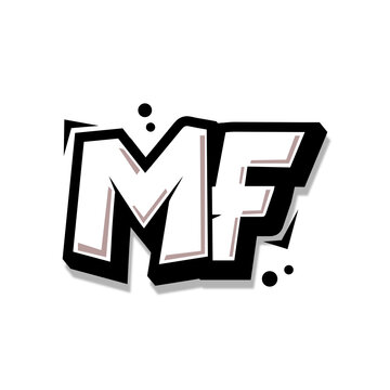 Simple Initial Logo Lettering Cartoon Grafity Black and White MF
