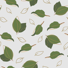 Seamless pattern of green leaves. Color image. Design for fabric, print, wallpaper.