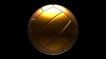 Obraz premium Gold volleyball ball isolated on black background. 3d illustration for background. 