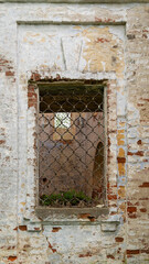 Fototapeta na wymiar the windows of the destroyed Orthodox church
