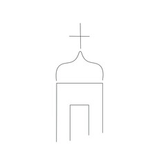 Church silhouette line drawing vector illustration