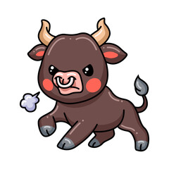 Cute angry baby bull cartoon