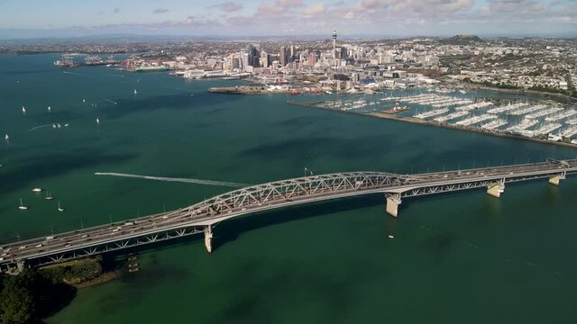 Panorama of the most liveable city in the World. Auckland, New Zealand - drone shot