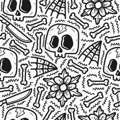 skull pattern designs illustration, for clothing, wallpapers, backgrounds, posters, books, banners aand more