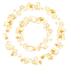 手描き水彩のポップコーンの円フレームセット