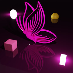 Pink night butterfly 3d illustration