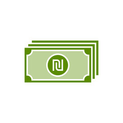 Shekel money cash flat icon isolated on white background. Vector illustration