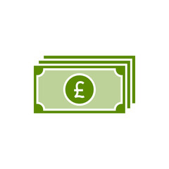 Pound money cash flat icon isolated on white background. Vector illustration