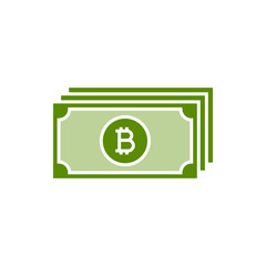 Bitcoin money cash flat icon isolated on white background. Vector illustration
