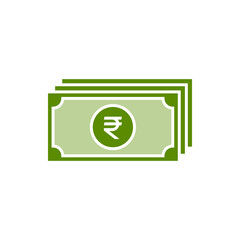 Rupee money cash flat icon isolated on white background. Vector illustration