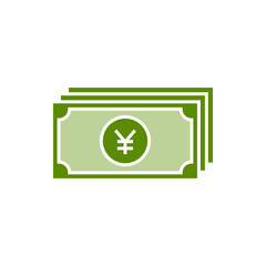 Yuan money cash flat icon isolated on white background. Vector illustration