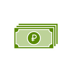 Ruble money cash flat icon isolated on white background. Vector illustration