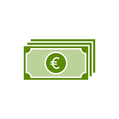 Euro money cash flat icon isolated on white background. Vector illustration