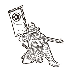 Samurai Warrior with Gun Weapon and Armor Ronin Japanese Soldier Fighter Action Graphic Vector