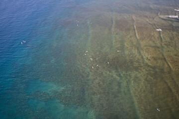 A high definition aerial view of the beach in Kihei Hawaii.
