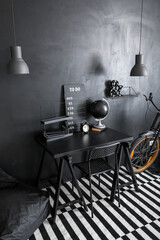 Interior of stylish room with modern workplace