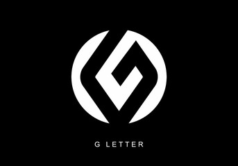 White on black background of G initial letter