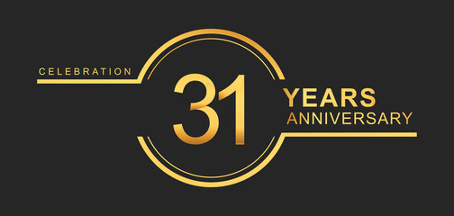 31st years anniversary golden and silver color with circle ring isolated on black background for anniversary celebration event