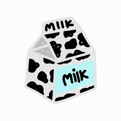 A milk packed in a carton. Drinks in the fridge concept