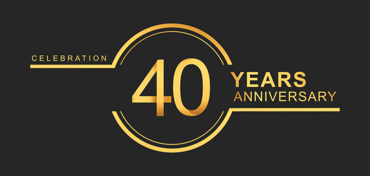 40th years anniversary golden and silver color with circle ring isolated on black background for anniversary celebration event