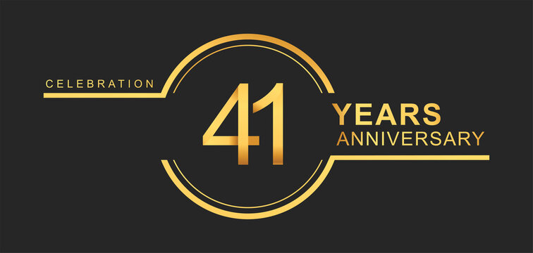 41st years anniversary golden and silver color with circle ring isolated on black background for anniversary celebration event
