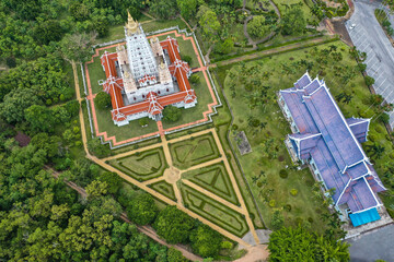 Wat Yannasang Wararam temple, Bodh Gaya Chedi, Bodhagaya Stupa Replica, in wat Yan, in Pattaya,...