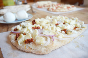 pizza nduija onion and cheese