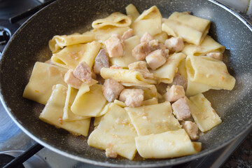 pasta with diced sword fish