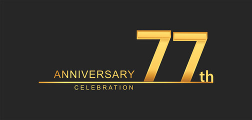 77th years anniversary celebration with elegant golden color isolated on black background, design for anniversary celebration.