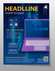 laptop and technology poster flyer communication hi tech template background 02
