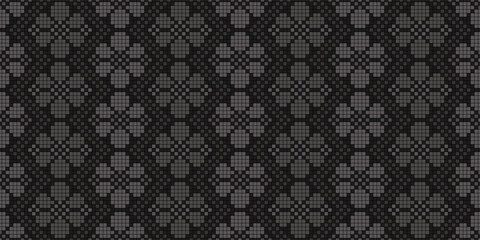 Pixel art. Organic motif, botanical motif background. Seamless pattern.Vector.ピクセルアートのスタイリッシュな有機的パターン