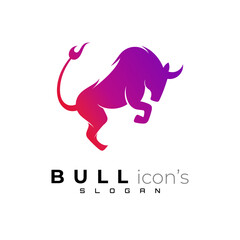 Obraz premium Flat animal logo vector, Bull logo design