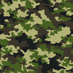 Camouflage texture seamless pattern. Abstract modern military camo background for fabric and fashion textile print. Vector illustration.