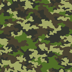 Fototapeta premium Camouflage texture seamless pattern. Abstract modern military camo background for fabric and fashion textile print. Vector illustration.