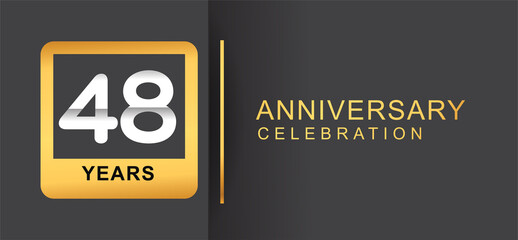 Obraz premium 48th years anniversary logo framed with golden square isolated on black background simple and modern design for anniversary celebration.