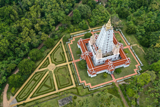 Wat Yannasang Wararam temple, Bodh Gaya Chedi, Bodhagaya Stupa Replica, in wat Yan, in Pattaya, Chonburi province, Thailand.
