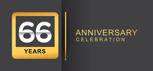 66th years anniversary logo framed with golden square isolated on black background simple and modern design for anniversary celebration.